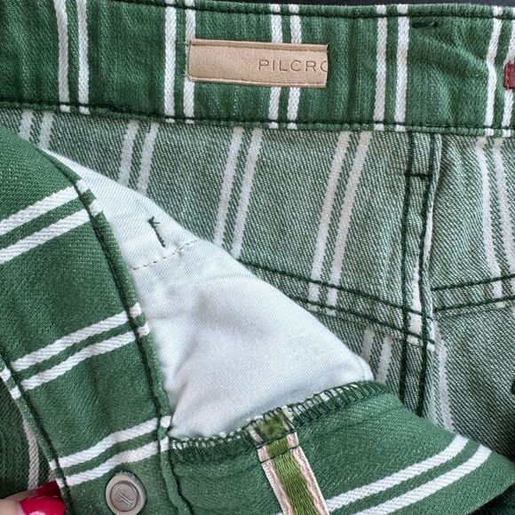 NWT Anthropologie Pilcro Green Striped High Rise Denim Raw Hem Short Women Sz 25 - Picture 11 of 16